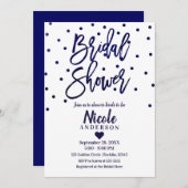 Navy Blue Chic Modern Script Brautparty Einladung (Vorne/Hinten)