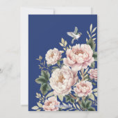 Navy Blue Chinoiserie Florals Foto Save the Date Einladung (Rückseite)