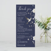 Navy Blue Chinoiserie Hochzeit Dankeschön Karte (Stehend Vorderseite)