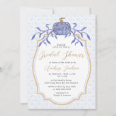 Navy Blue Chinoiserie Pumpkin Fall Brautparty Einladung (Vorderseite)