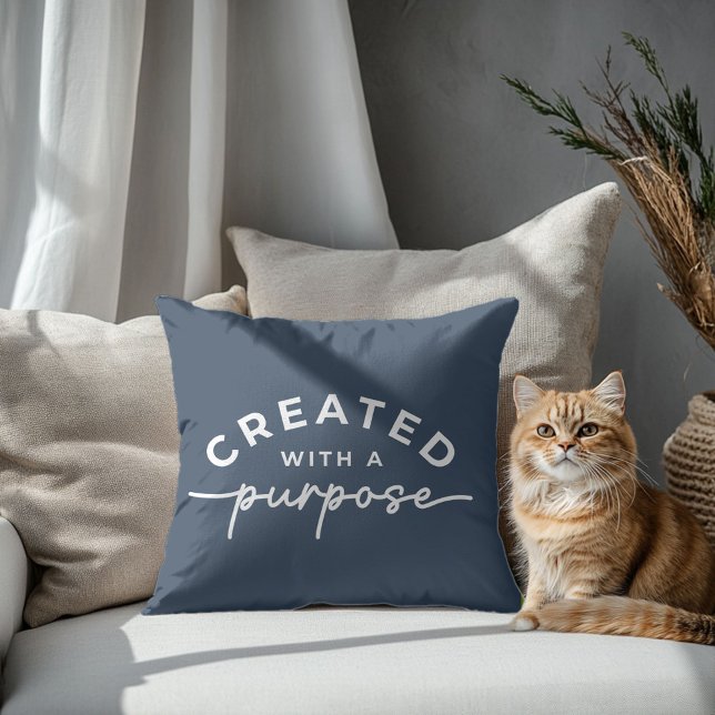 Navy Blue Christliches Zitat Throw Pillow Kissen (Von Creator hochgeladen)