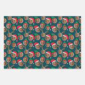 Navy Blue Christmas Crew Drei Foto Custom Geschenkpapier Set (Vorderseite 2)