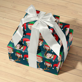 Navy Blue Christmas Crew Sechs Foto Custom Geschenkpapier Set