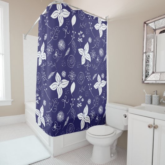 Navy Blue Christmas Duschvorhang (Beispiel)