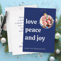 Navy Blue Christmas Family Foto Liebe Peace Joy