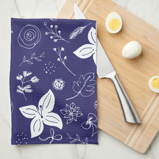 Navy Blue Christmas Geschirrtuch (Viertel Falte)