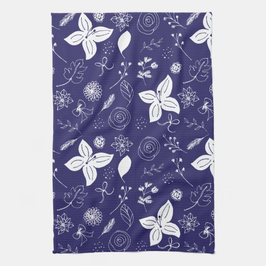 Navy Blue Christmas Geschirrtuch (Vertikal)