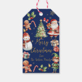 Navy Blue Christmas Santa Elf Snowman Gingerbrot Geschenkanhänger (Vorderseite)