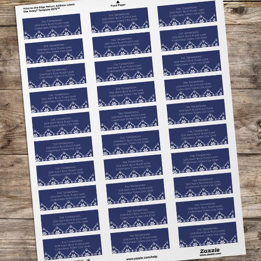 Navy Blue Christmas Snowflake Rücksendeadresse