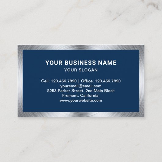 Navy Blue Chrome Car Alloy Wheel Rim Mechanical Visitenkarte (Rückseite)