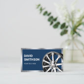 Navy Blue Chrome Car Alloy Wheel Rim Mechanical Visitenkarte (Stehend Vorderseite)
