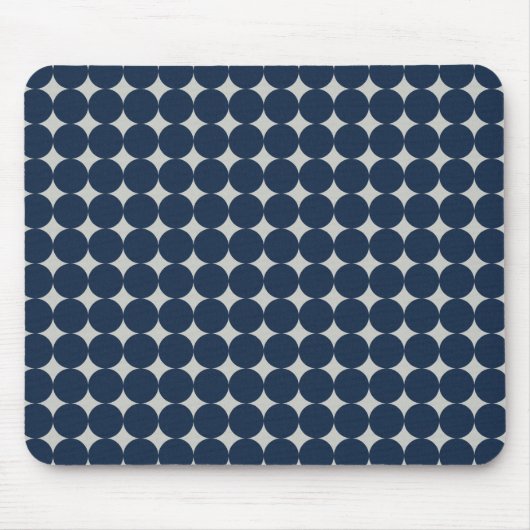 Navy Blue Circles und Silver Diamonds Pattern Gesc Mousepad (Vorne)