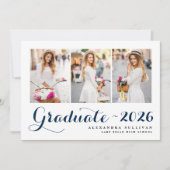 Navy Blue Class 2025 Foto Collage Abschluss Einladung (Vorderseite)