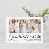 Navy Blue Class 2025 Foto Collage Abschluss Einladung (Stehend Vorderseite)