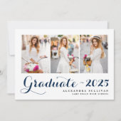 Navy Blue Class 2025 Foto Collage Abschluss Einladung (Vorderseite)