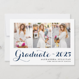 Navy Blue Class 2025 Foto Collage Abschluss Einladung