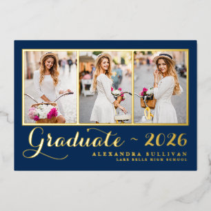 Navy Blue Class 2025 Foto Collage Abschluss Folieneinladung