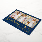 Navy Blue Class 2025 Foto Collage Abschluss Folieneinladung (Gedreht)