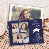 Navy Blue Class of 2022 4 Foto Graduation Party Einladung