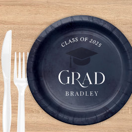 Navy Blue Class of 2025 Modern Graduation Party Pappteller