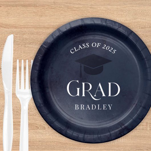 Navy Blue Class of 2025 Modern Graduation Party Pappteller