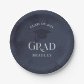 Navy Blue Class of 2025 Modern Graduation Party Pappteller (Vorderseite)