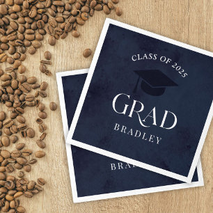 Navy Blue Class of 2025 Modern Graduation Party Serviette