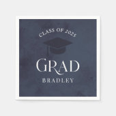 Navy Blue Class of 2025 Modern Graduation Party Serviette (Vorderseite)