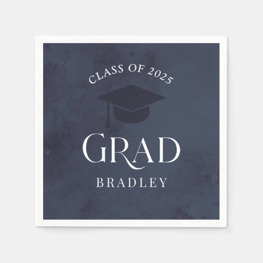 Navy Blue Class of 2025 Modern Graduation Party Serviette (Vorderseite)