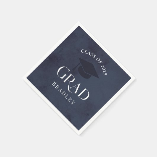 Navy Blue Class of 2025 Modern Graduation Party Serviette (Ecke)