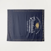 Navy Blue Class Of 2026 Graduation Backdrop Wandteppich (Vorderseite (Horizontal))