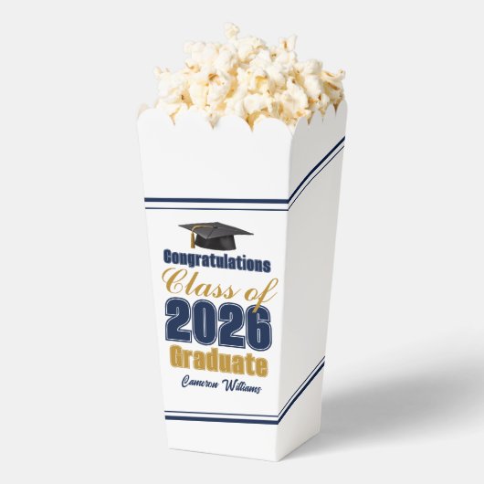 Navy Blue Class of 2026 Graduation Party Popcorn Geschenkschachtel (Geplatzt)