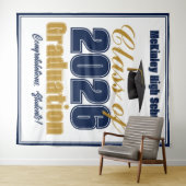 Navy Blue Class of 2026 Graduation Photo Booth Wandteppich (Beispiel (Horizontal))