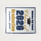 Navy Blue Class of 2026 Graduation Photo Booth Wandteppich (Vorderseite (Horizontal))