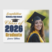Navy Blue Class of 2026 Graduation Photo Magnet (Vorderseite)