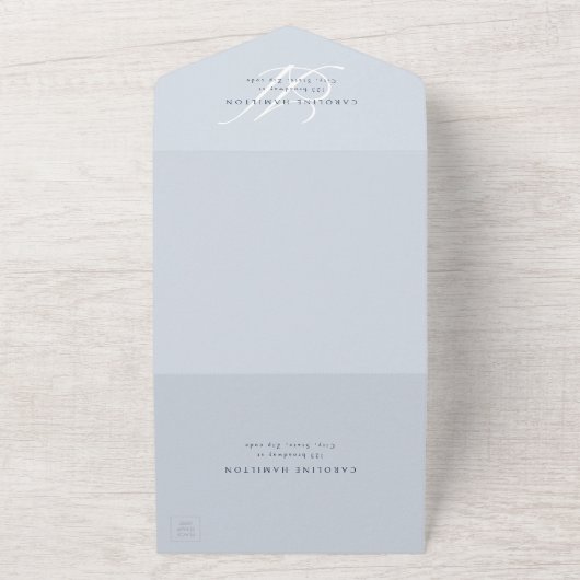 Navy Blue Classic Elegance-Kalligraphie-Monogramm All In One Einladung (Außenbereich)