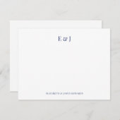 Navy Blue Classic Elegant Couple Initials Mitteilungskarte (Vorne/Hinten)