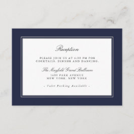 Navy Blue Classic Elegant Wedding Empfang Begleitkarte