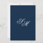 Navy Blue Classic Formal Elegante Script Hochzeit Einladung (Rückseite)