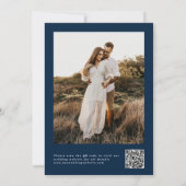 Navy Blue Classic Foto Save the Date QR Codes (Rückseite)