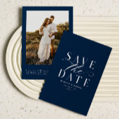Navy Blue Classic Foto Save the Date QR Codes