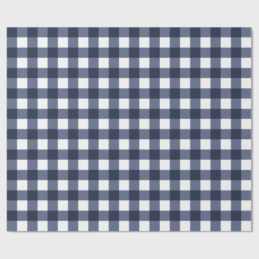 Navy Blue Classic Gingham Karo Kariert Geschenkpapier (Flach)