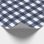 Navy Blue Classic Gingham Karo Kariert Geschenkpapier (Ecke)