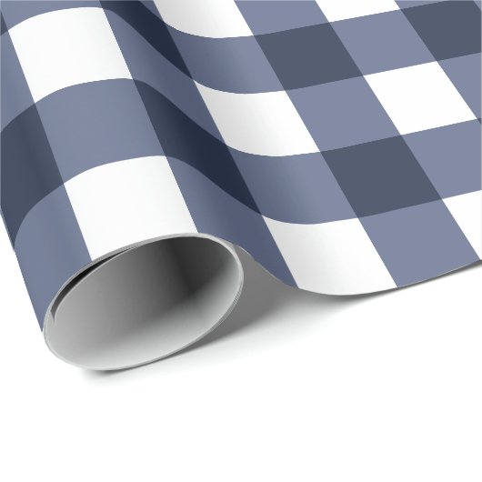 Navy Blue Classic Gingham Karo Kariert Geschenkpapier (Rolleneckpunkt)