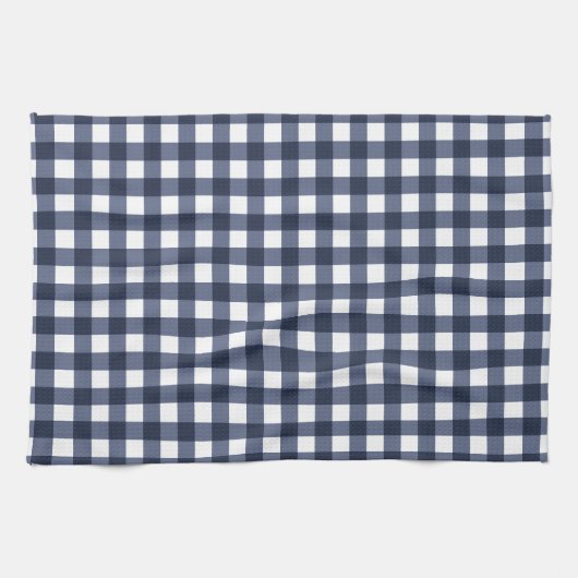 Navy Blue Classic Gingham Karo Kariert Geschirrtuch (Horizontal)