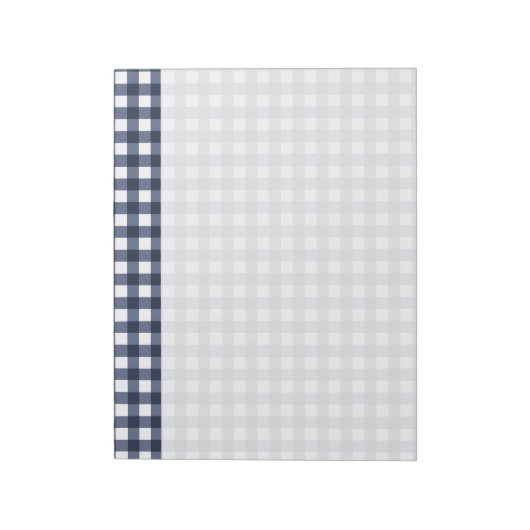 Navy Blue Classic Gingham Karo Kariert Notizblock (Rotiert)