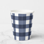 Navy Blue Classic Gingham Karo Kariert Pappbecher (Rechts)