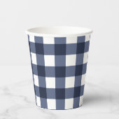 Navy Blue Classic Gingham Karo Kariert Pappbecher (Vorderseite)