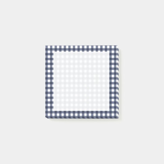 Navy Blue Classic Gingham Karo Kariert Post-it Klebezettel (Vorderseite)