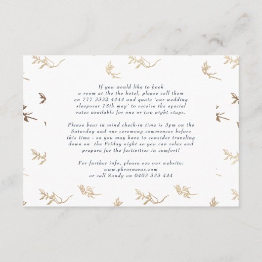 Navy Blue Classic Gold crest wedding details Begleitkarte (Rückseite)